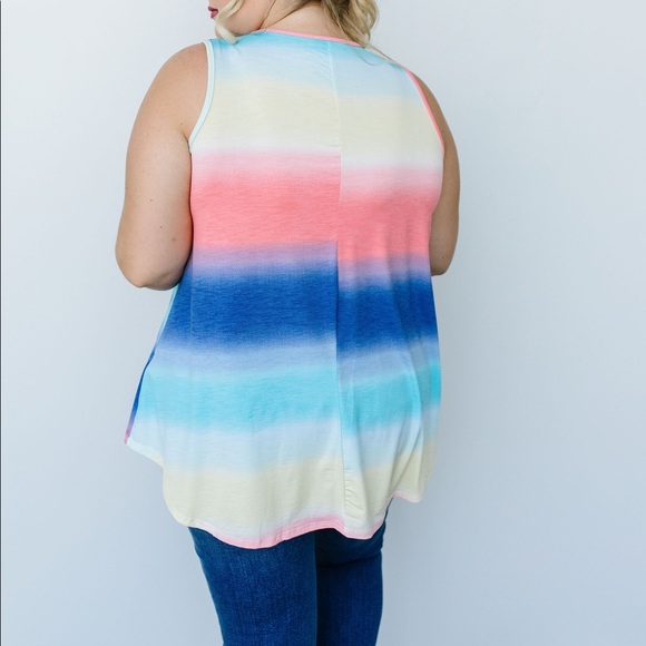 Pastel Gradient Stripes in Blue & Coral - Picture 10 of 13